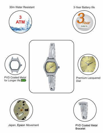 Maxima ATTIVO Women Gold Dial Analogue Watch - 59715BMLI